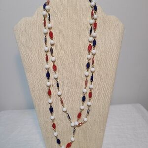 Free with purchase, Red, Blue, and White Beaded Necklace